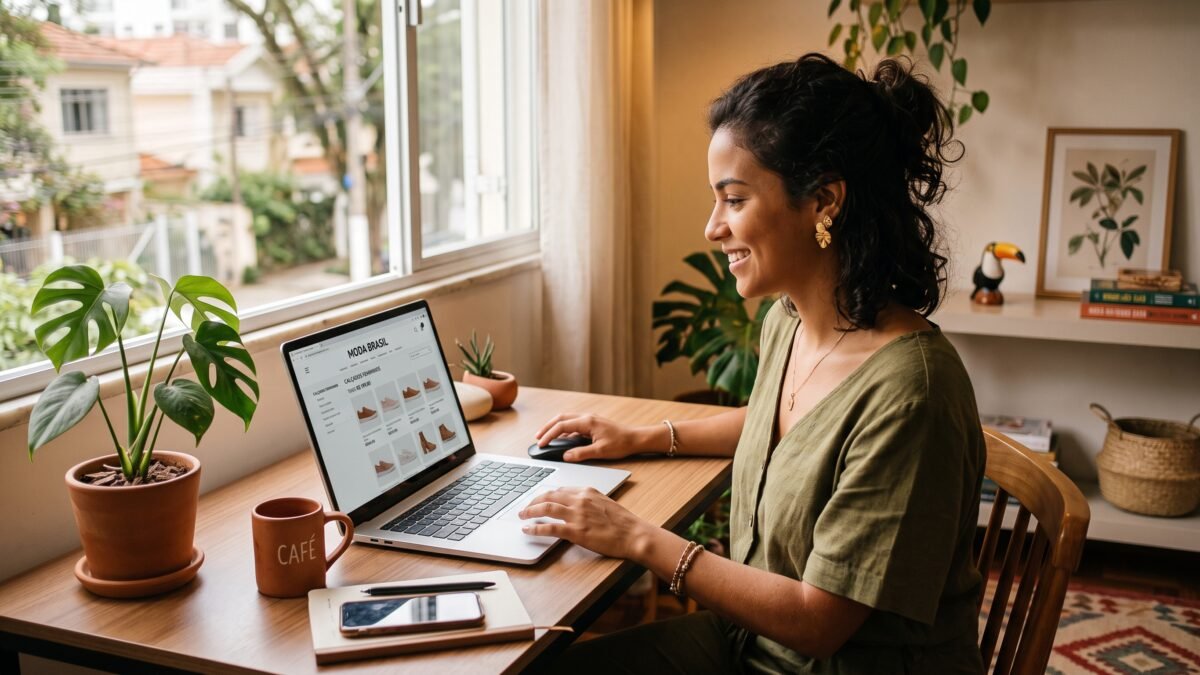 Person browsing an online shopping website in Brazil